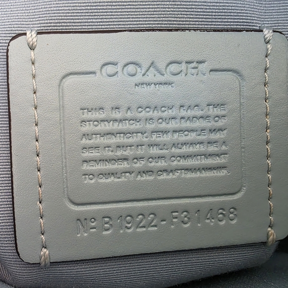 Coach Emma Satchel Crossbody Signature Coated Canvas Light Blue Leather Accents - Picture 15 of 15